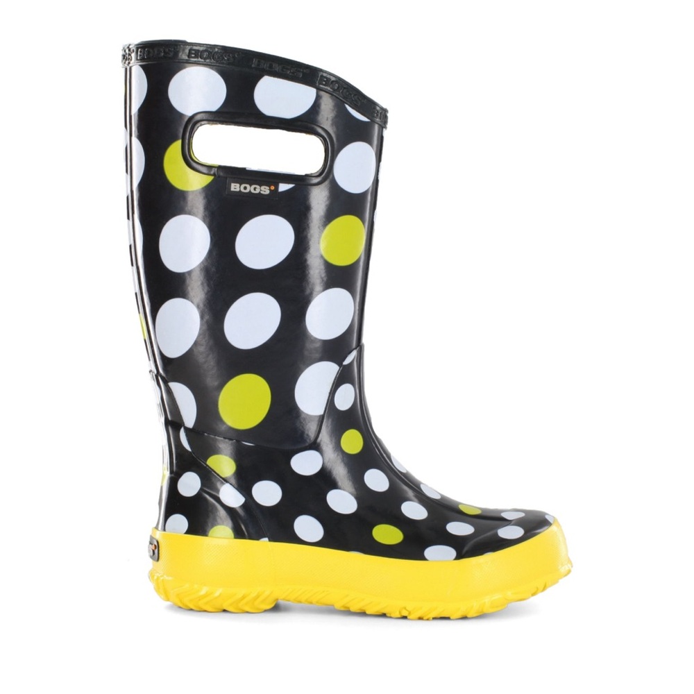 BOGS Girl's Classic Rain Rubber Boots Kids Dots Multi Yellow BRAND NEW Size 3